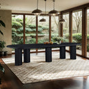  Meridian Dolan 143.25" / 119.25" / 95.25" Black Solid Wood And Oak Veneer Dining Table IMAGE 2