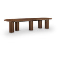  Color_Brown -- Dolan 143.25" / 119.25" / 95.25" Brown Solid Wood And Oak Veneer Dining Table IMAGE 1