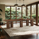  Color_Brown -- Dolan 143.25" / 119.25" / 95.25" Brown Solid Wood And Oak Veneer Dining Table IMAGE 2