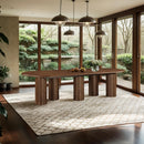  Color_Brown -- Dolan 143.25" / 119.25" / 95.25" Brown Solid Wood And Oak Veneer Dining Table IMAGE 3