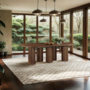  Color_Brown -- Dolan 143.25" / 119.25" / 95.25" Brown Solid Wood And Oak Veneer Dining Table IMAGE 4