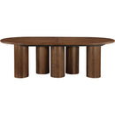  Color_Brown -- Dolan 143.25" / 119.25" / 95.25" Brown Solid Wood And Oak Veneer Dining Table IMAGE 5