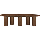  Color_Brown -- Dolan 143.25" / 119.25" / 95.25" Brown Solid Wood And Oak Veneer Dining Table IMAGE 6