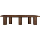  Color_Brown -- Dolan 143.25" / 119.25" / 95.25" Brown Solid Wood And Oak Veneer Dining Table IMAGE 7