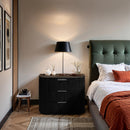 Color_Black -- Meridian Astrid 3 Drawer Nightstand IMAGE 2