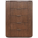  Color_Brown -- Astrid Brown Solid Wood And Oak Veneer Chest IMAGE 3