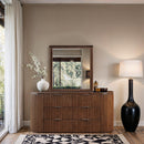  Meridian Astrid Brown Solid Wood And Oak Veneer Mirror IMAGE 2