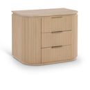  Meridian Astrid Natural Solid Wood And Oak Veneer Nightstand IMAGE 1