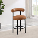  Color_Cognac -- Bordeaux Cognac Vegan Leather Upholstered Counter Stool IMAGE 2