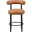  Color_Cognac -- Bordeaux Cognac Vegan Leather Upholstered Counter Stool IMAGE 3