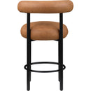  Color_Cognac -- Bordeaux Cognac Vegan Leather Upholstered Counter Stool IMAGE 5