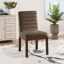  Color_Brown -- Evelyn Brown Velvet Upholstered Dining Chair IMAGE 2
