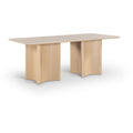  Color_Natural -- Corvina 78" Natural Travertine Sintered Stone Top And Oak Veneer Base Dining Table IMAGE 1