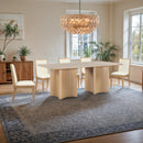  Color_Natural -- Corvina 78" Natural Travertine Sintered Stone Top And Oak Veneer Base Dining Table IMAGE 2
