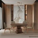  Color_Brown -- Rishal 60" Brown Solid Wood And Oak Veneer Dining Table IMAGE 2