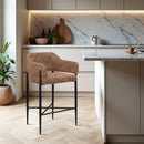  Color_Cognac -- Dame Cognac Fabric Upholstered Counter Stool IMAGE 2