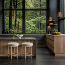  Color_Cream -- Monette Cream Velvet Upholstered Counter Stool IMAGE 2