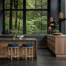  Color_Navy -- Monette Navy Velvet Upholstered Counter Stool IMAGE 2