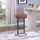 Color_Cognac -- Madison Cognac Vegan Leather Upholstered Bar Stool IMAGE 2