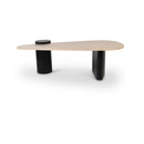  Meridian Taverna Natural Travertine Top And Oak Wood Base Coffee Table IMAGE 1