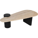 Meridian Taverna Natural Travertine Top And Oak Wood Base Coffee Table IMAGE 3
