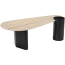  Meridian Taverna Natural Travertine Top And Oak Wood Base Coffee Table IMAGE 5