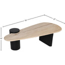  Meridian Taverna Natural Travertine Top And Oak Wood Base Coffee Table IMAGE 9
