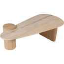  Meridian Taverna Natural Travertine Top And Oak Wood Base Coffee Table IMAGE 3