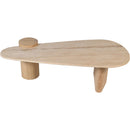  Meridian Taverna Natural Travertine Top And Oak Wood Base Coffee Table IMAGE 4