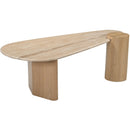  Meridian Taverna Natural Travertine Top And Oak Wood Base Coffee Table IMAGE 5