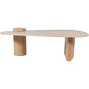  Meridian Taverna Natural Travertine Top And Oak Wood Base Coffee Table IMAGE 6