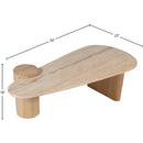  Meridian Taverna Natural Travertine Top And Oak Wood Base Coffee Table IMAGE 9