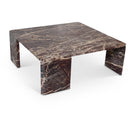  Meridian Livorno Burgundy Marble Coffee Table IMAGE 1