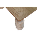  Meridian Ferrara Beige Marble Base And Oak Wood Top Coffee Table IMAGE 7