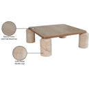  Meridian Ferrara Beige Marble Base And Oak Wood Top Coffee Table IMAGE 9