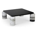  Meridian Ferrara Panda Marble Base And Oak Wood Top Coffee Table IMAGE 1