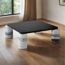  Meridian Ferrara Panda Marble Base And Oak Wood Top Coffee Table IMAGE 2