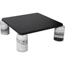  Meridian Ferrara Panda Marble Base And Oak Wood Top Coffee Table IMAGE 3