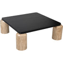  Meridian Ferrara Natural Oak Wood Top And Travertine Base Coffee Table IMAGE 3