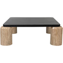  Meridian Ferrara Natural Oak Wood Top And Travertine Base Coffee Table IMAGE 4