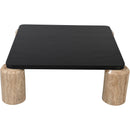  Meridian Ferrara Natural Oak Wood Top And Travertine Base Coffee Table IMAGE 5
