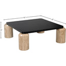 Meridian Ferrara Natural Oak Wood Top And Travertine Base Coffee Table IMAGE 8