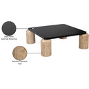  Meridian Ferrara Natural Oak Wood Top And Travertine Base Coffee Table IMAGE 9