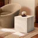  Meridian Piazza Natural Travertine Finish Concrete Indoor / Outdoor End Table IMAGE 2