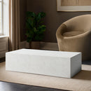  Meridian Piazza White Marble Finish Concrete Indoor / Outdoor Coffee Table IMAGE 2
