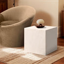  Meridian Piazza White Marble Finish Concrete Indoor / Outdoor End Table IMAGE 2