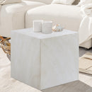  Meridian Piazza White Marble Finish Concrete Indoor / Outdoor End Table IMAGE 3
