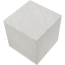  Meridian Piazza White Marble Finish Concrete Indoor / Outdoor End Table IMAGE 6