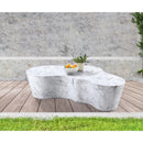  Meridian Monza White Marble Finish Concrete Indoor / Outdoor Coffee Table IMAGE 2