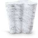  Meridian Monza White Marble Finish Concrete Indoor / Outdoor End / Side Table IMAGE 1